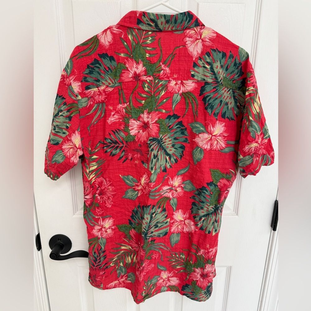Jogal Tropical Red Green Floral Hawaiian Shirt Men’s Size M - Picture 3 of 6